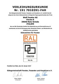 RAL Gütezeichen für Holz/Alufenster