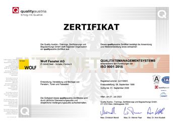 ISO9001 Zertifikat