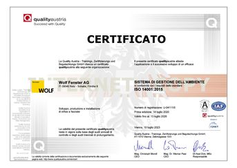 certificato ISO 14001