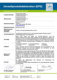 Umweltproduktdeklaration (EPD) Holz Fenster