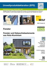 Umweltproduktdeklaration (EPD) Holz-Aluminium Fenster